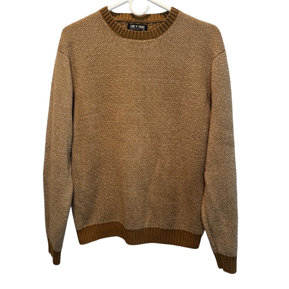 Line of Trade Mens Brown Crewneck Textured Knit Sweater XL Classic Ski Cozy